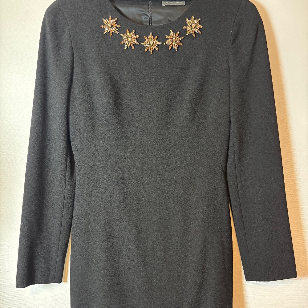 Alexander McQueen Black Mini Dress Embellished Long sleeves Size 6 - Picture 2 of 8